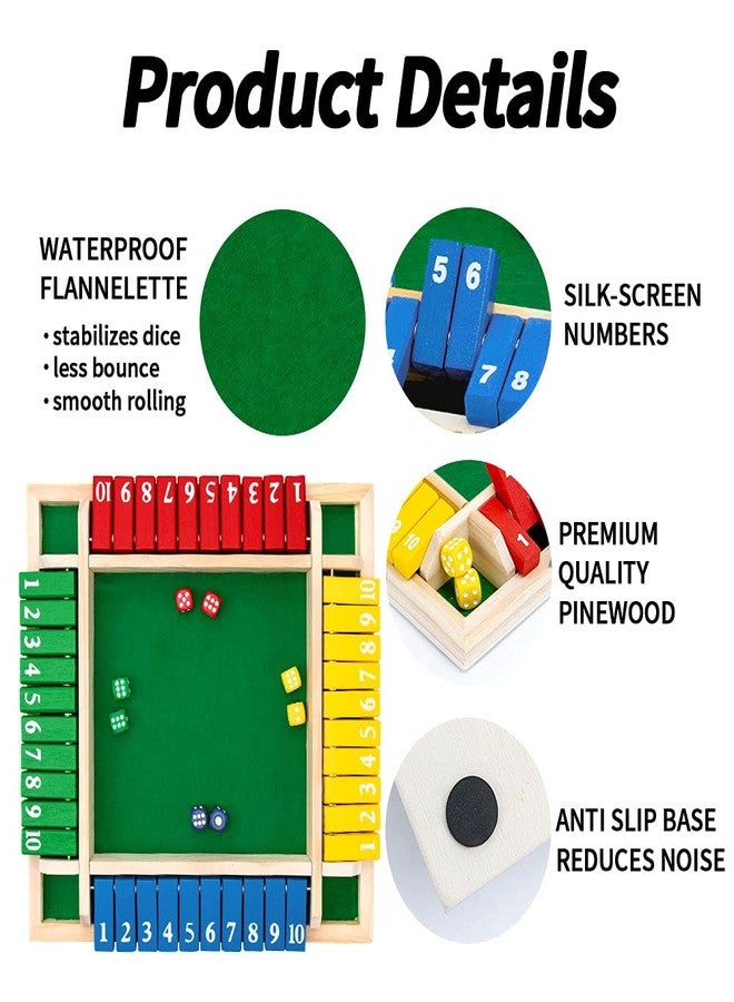 Nicecho Shut The Box Dice Game,2-4 Player Family Wooden Board Table Math Games for Adults and Kids, 8 Dices Classics Games for Classroom,Home,Party or Pub - Image 3